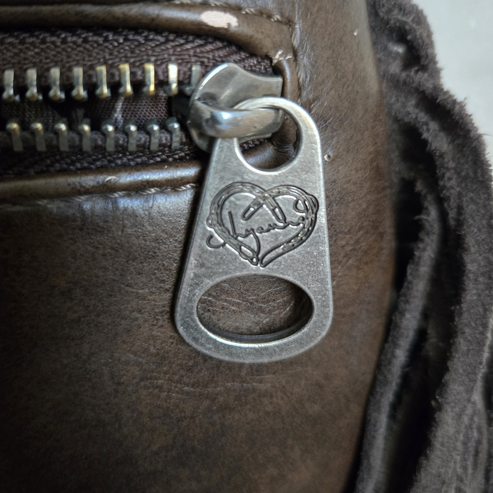 Shyanne Brown Leather Shoulder Bag with Fringe and Tooling - Picture 9 of 9